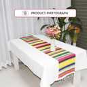6 x 6 Pack Mexican Table Runners 14 x 84 Rainbow Colors Large Boho Mexican Theme Party Decoration for Cinco de Mayo Fiesta Party 6 Serape Table Runner (14 x 84)