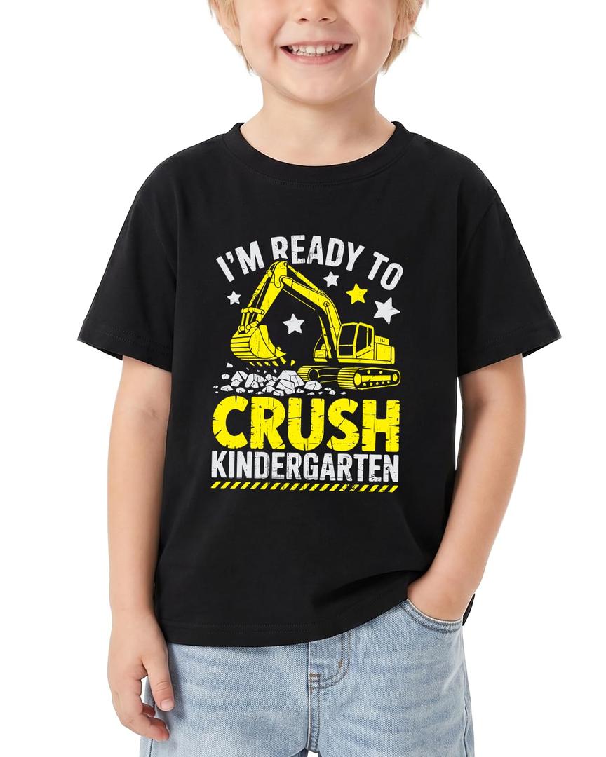 Toddler Kindergarten Vibes T-Shirt First Day of School Kindergarten Shirt Funny Boys Girls Short Sleeve Tee Cotton 3T-7Y