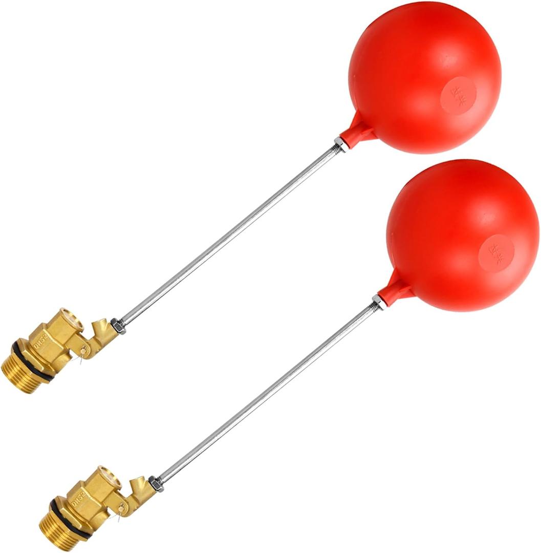 3/4 Inch float valve for water tank | water trough float valve| water float valve| Automatic Water Level Control for Water Tanks| Automatic stock tank | With 6 Inch Float Ball(2-Pack)
