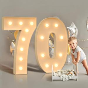 Marquee Numbers 70, 3FT Light Up Numbers for 70th Birthday Party Decorations, Mosaic Numbers for Balloons, Large Cardboard Numbers, Number One Balloon Frame, Number Blocks Birthday Party