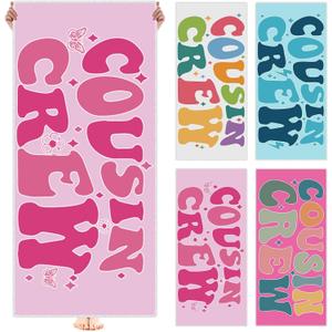 Peryiter 4 Pcs Cousin Crew Beach Towels Extra Large 27.6 x 59 Inch Funny Pool Towel for Summer Swimming Pond Lake Gift Team Gift Birthday Present Baseball Beach Lounge Cover Accessories