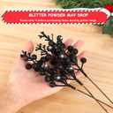 HOHOTIME 36Pcs Christmas Halloween Black Glitter Berry Stems Ornaments, 9.5 Inch Artificial Christmas Tree Picks for Xmas Tree Garland Wreath Vase Decorations DIY Home Decor(Black)
