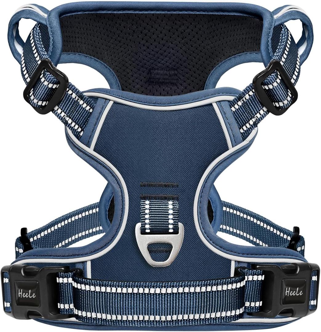 HEELE Dog Harness for Large Dogs No Pull Dog Vest Harness for Large Dog with Soft Padded Handle Reflective for Outdoor Training, Royal Blue, L