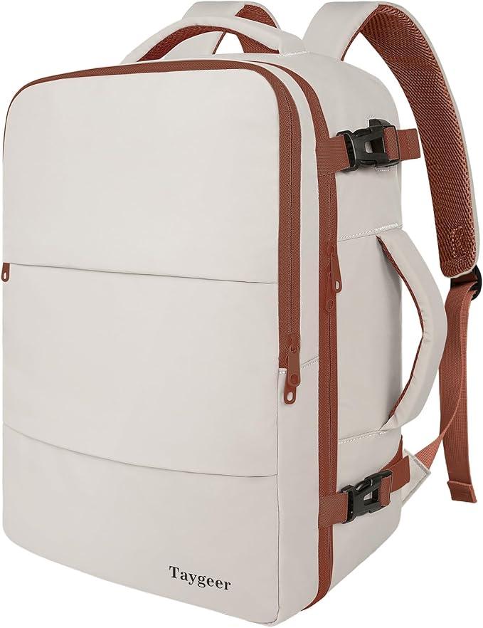 Taygeer Carry On Backpack, Womens Travel Backpack with USB Charging Port & Shoe Pouch, Laptop Mochila 15.6inch Flight Approved, College Teacher Tote Bag for Business Travel Supplies, Grey (Large, Elephantgray)