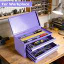 Mini Steel Tool Box with Drawers - Small Tool Chest for Small Item Storage Organizer - Portable Metal Toolbox Organizer with Tool Drawer (mini purple)