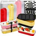 Mini Loaf Pans with Lids and Spoons (100 Pack, Mixed color, 6.8oz) Rectangular Aluminum Foil Baking Pans