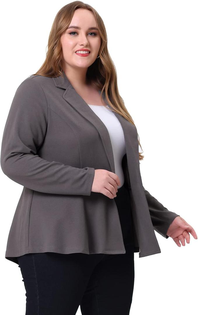 Agnes Orinda Women's Plus Size Blazer Notch Panel Work Business Casual Outfits Dressy Suit Jacket Peplum Blazers (2X, Gray)