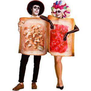 Toulite 2 Pcs Peanut Butter and Jelly Costume Couples Halloween Costumes for Adults Food Couples for Halloween Cosplay Party