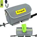 Dog Poop Bag Holder for Leash, 2 Waterproof Zipper Pouches, Dog Treat Pouch for Pet Walking Accessories, with Dispenser, Training Clicker and 1 Free Roll (Gray)