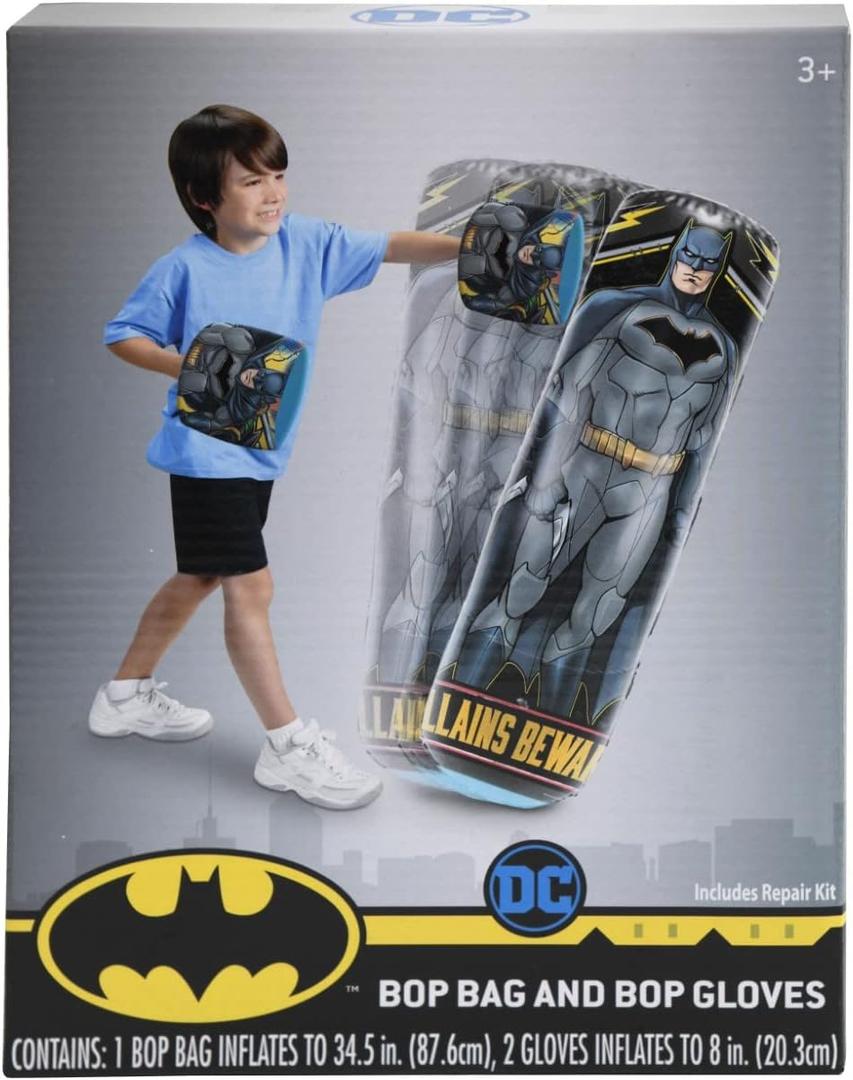 BATMAN Punching Bag with Gloves for Kids - Freestanding Inflatable Boxing Bag Indoor and Outdoor Kids Bop Bag Toy for Exercise and Play, Durable Heavy Duty Stress Relief Punch Bag - 34.5 Inches Tall
