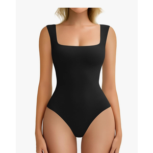 Avidlove Bodysuits for Women Square Neck Body Suit Double Lined Tank Top Bodysuit Soft M