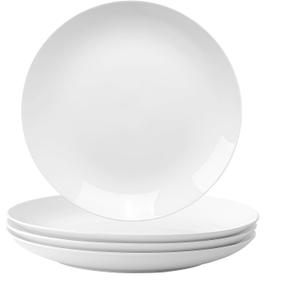 White Dinner Plates Set of 4, 11 Inch Ceramic Plates  White Porcelain Dinner Plates for Kitchen, Serving & Everyday Use, Microwave & Dishwasher Safe