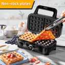 Waffle Iron with Removable Plates, 1200W All-Clad Waffle Maker for Pancake & Breakfast Sandwich, Nonstick Plates, 5-Gear Temperature Control, Cool Touch Handle, Easy to Clean for Family