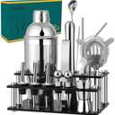 Reclite Cocktail Shaker Set,15 Pieces 304 Stainless Steel Bartender Drink Mixer Kit with 26oz Parisian Shaker