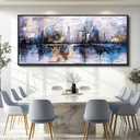 KELIYUAN Abstraction City Landscape Paintings Room Dining Room Canvas Wall Art For Living Room Bedroom Wall Decor Modern Home Decoration Office Pictures Hallway Mural Decoration 32"X72" Black Frame