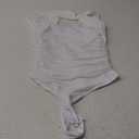 REORIA Womens Sexy One Shoulder Asymmetrical Leopard Print Mesh Ruched Backless Going Out Bodysuits Tops (Medium, White)