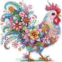 Bowetile Chicken Hanging Diamond Art Painting Kits for Adults, 5D Special Shape Diamond Art Chicken Kits, Crystal Diamond Gem Art Suncatchers Painting Pendant for Home Wall Decor