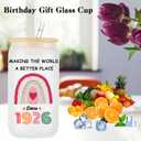 WOSIWULA 20th Birthday Gifts, 2005 Turning 20 Year Old Birthday Glass Cup, 20th Birthday Decorations for Her Women Mom Wife Aunt Sister Daughter Friends, 16 oz Cup with Lid and Straw