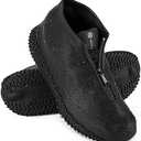 Zbyoujer Waterproof Rain Shoe Covers, Silicone Overshoes with Zipper Non-slip Galoshes for Men and Women Size M