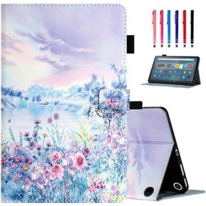 MonsDirect Case for All-New Amazon Fire Max 11 Tablet (13th Generation 2023 Release), 11" Slim PU Leather Stand Cover, Auto Wake/Sleep with Pen Holder & Card Slots for Fire Max 11, Purple Scenery
