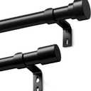 Curtain Rods for Windows 144, 1 Inch Adjustable Heavy Duty Black Curtain Rod, Outdoor Indoor Room Divider Modern Drapery Pole,curtain rod with two pairs of ends, black