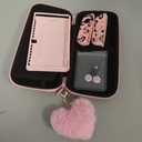 DLseego Pink Love Leopard Carrying Case for Switch OLED, Cute Silicone Protective Soft Cover with 4PCS Thumb Grip Caps and Pink Plush Heart Pendant Hard Storage Case Accessories Kit Bundle for Girls