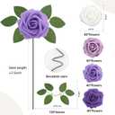 200PCS Artificial Flowers Purple Mixed Series Roses Real Looking Foam Fake Roses with Leaves and for DIY Wedding Bouquets Bridal Shower Centerpieces Party Decorations (Purple Series, 200)