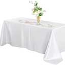 Horbaunal White Satin Tablecloth 60 x 102 Inches Rectangle Satin Table Cover Bright Silk Table Cloth for Wedding Party Banquet