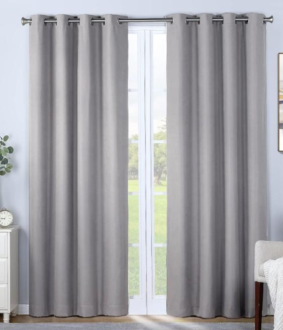 SUN+BLK Nantes Luxury Insulated Total Blackout Grommet Single Curtain Panel, Noise Reducing, Light Blocking, Camel, 52x63