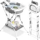 AVIDOR 2-in-1 Baby Bathtub with Stand for Newborn and Infants, Foldable Baby Bath Tub, Baby Shower Gifts for New Parents, Gray 0-12 Months