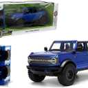 Just Trucks 1:24 2021 Ford Bronco Die-Cast Car & Tire Rack, Toys for Kids and Adults(Candy Blue)