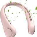 JISULIFE Neck Fan Portable, Personal Wearable Fan with Battery Rechargeable, Bladeless Travel Cooling Design with Powerful Wind, 3 Speeds, Quiet, Gifts for Men/Women/Friends - Pink