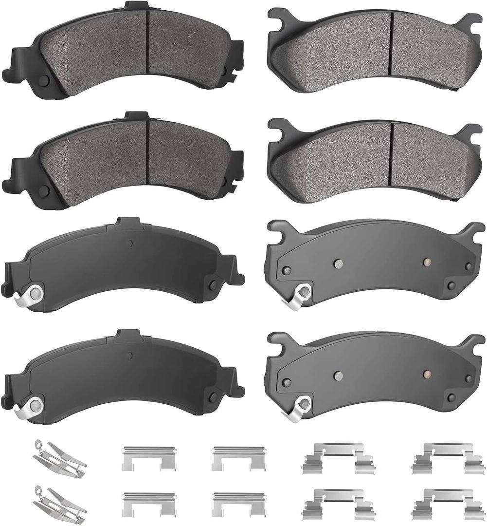 Front&Rear Semi-Metallic Brake Pads Set Compatible with Silverado Sierra 1500 2001-2006 for Yukon/XL 2000-2006 for Cadillac Escalade 2002-2006