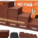 Dog Stairs with Storage 23" H, 4-Step Wider Dog Steps for High Beds Window, Folding Sturdy Pet Stairs Gift for Small/Medium/Large Old Dogs Cats, Ramp for Climbing Car Up to 200 lbs, Brown
