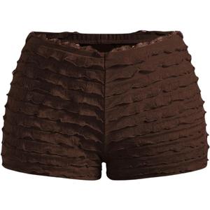 SHENHE Women's Ruffle Shorts Cute Bloomers Low Rise Sexy Y2k Booty Mini Shorts Coffee Brown, Medium