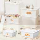 6gal+3gal high-end White multifunction storage box with lid, Set of 4 Stackable Plastic Boxes with Handles, Suitable for Garage and Home Storage, Waterproof and Moisture-Proof 2XXL+2L
