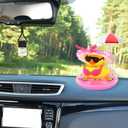2 x Yellow Rubber Duck with Sun Hat, Swim Ring, Necklace, Sunglasses & Sunshade Cute Duck for Car Ornament Home Decor Desk Summer Beach Party Decoration (Hot Pink)