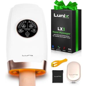 Lunix LX3 FSA Hand Massager, Heated Air Compression, for Arthritis & Carpal Tunnel Relief, Finger Numbness & Wrist Pain Relief, Cordless Rechargeable, Lunar White