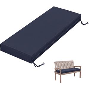 Outdoor Bench Cushion 48 X 18 X 3.5 Inch Thick Waterproof Patio Furniture Cushions, Patio Porch Swing Replacement Seat Pad with Tie Straps and Anti-Slip, for Backyard Garden, Navy Blue