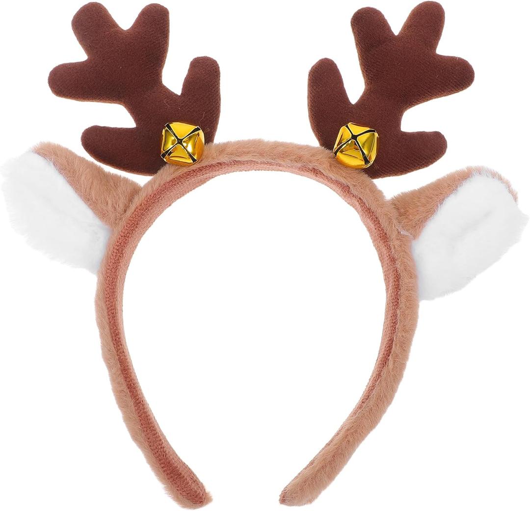 Reindeer Antlers Headband: Deer Hair Hoop Party for Halloween Christmas Birthday and Dance Parties
