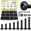 Fgruh 560PCS M6 Hex Socket Button Head Bolt Assortment Kit, M6-1.0x10/12/14/16/20/25/30/35 mm Button Head Cap Bolts Nuts Washers Screws Assorted Set, Grade 12.9 Alloy Steel Black Zinc Plated