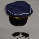 HOVEOX Pilot Costume Accessories Airline Pilot Captain Costume Airline Pilot Captain Hat Pilot Costume for Men Halloween Party Cosplay Blue