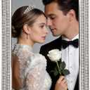 4x6 Picture Frame Silver Metal Glass Tabletop Stand Wedding Home Decor | Modern Decorative Photo Frame Artwork Gallery Piece for Shelf Office Desk and Housewarming Gift
