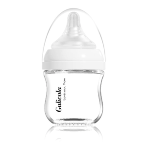 Small Glass Baby Bottle for Newborn Breastfeeding Babies, Preemie & Extra Slow Flow Nipples (SS), Anti-Colic, Breast-Like, 0 Months+, 3 oz, White
