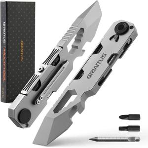 EDC Pry Bar Multitool with Bi-Directional Ratchet Screwdriver & Everlasting Pen, Wrenches, Crowbar, Bottle and Box Openers - Your Versatile Companion for Everyday Carry and Camping Accessories