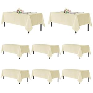 sancua Beige Tablecloths for 6 Foot Rectangle Tables, 6 Pack - Washable Polyester Fabric Table Cloth for Wedding Party, Birthday, Banquet Reception, 90x132 Inch