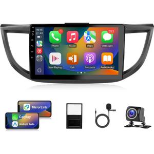 Leadfan Car Radio for Honda CRV 2012-2016 Stereo with Wireless Carplay Android Auto, 10.1'' Touchscreen for Honda CRV GPS Navigation Bluetooth WiFi Rear Camera FM Mirrorlink Split Screen SWC