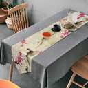 Sweetshow Cherry Blossom Table Runner 13x70 Inches Long Polyester Vintage Style Design Floral Table Runner Suitable for Holiday Party & Wedding & Kitchen & Dining Room Tables Decor