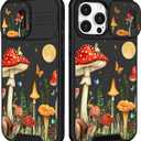 (2in1 for iPhone 15 Pro Max Case for Women Girls Cute Phone Cover Butterfly Moon Girly Pretty Mushroom Aesthetic Design with Camera Cover Funda for Apple for iPhone 15 ProMax Cases 6.7"