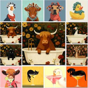 Nezyo 12 Sets Animals Paint by Numbers Kit with Frame for Adult Beginners, DIY Acrylic Paint Canvas for Painting Party, Classroom Activity Birthday Gift, 8 x 8 Inch (Animal)